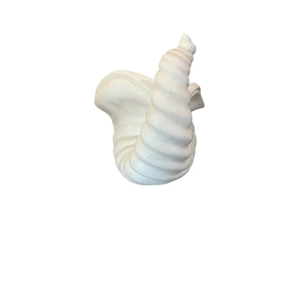 Vintage Atlantic Mold ivory Ceramic Cornucopia Vase Horn of Plenty 1970s